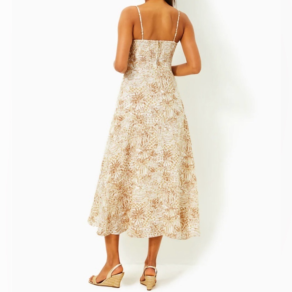 Lilly Pulitzer Jorgian Linen Midi Dress Palm Beach Paradise Size 12 - Picture 2 of 13